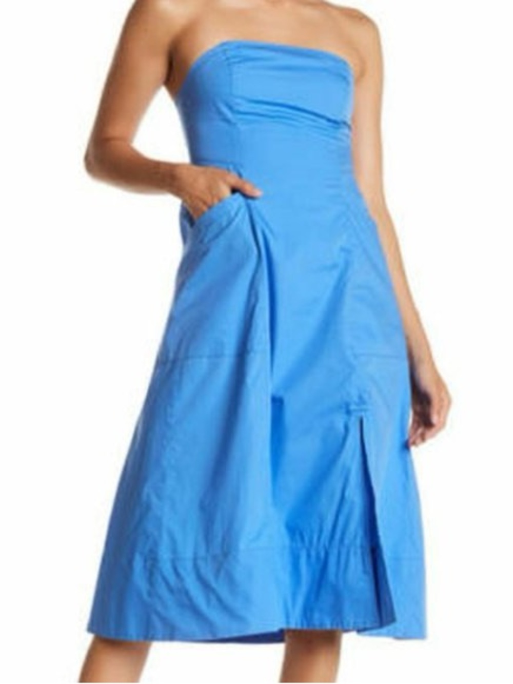 Free People Sunshine Of Love Cotton Strapless Blue Dress Sz 0